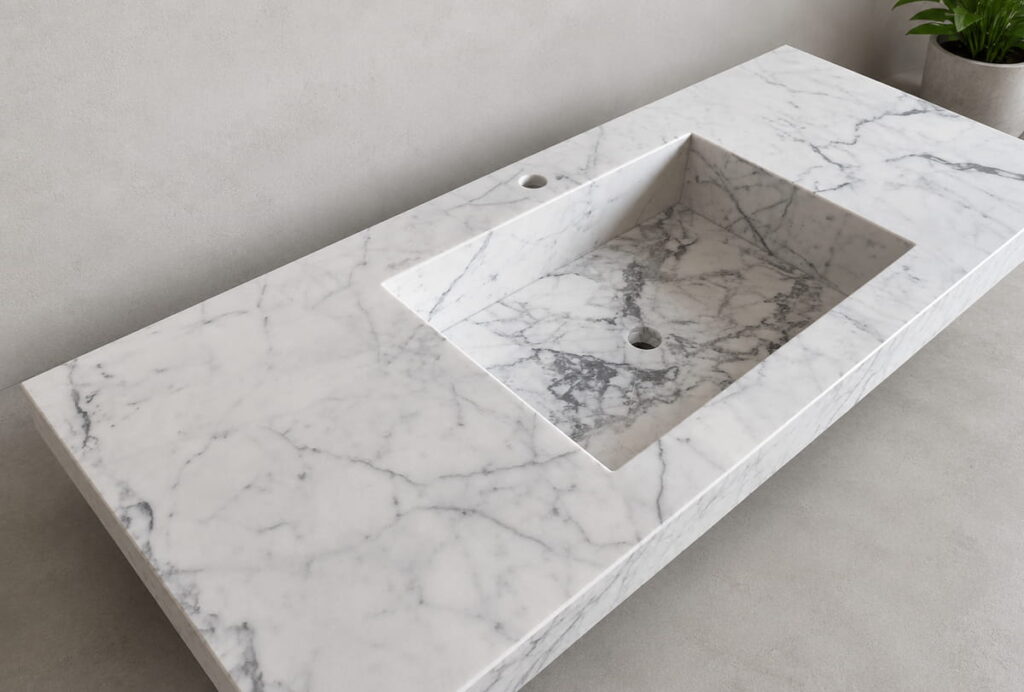 Lavabo en Mármol Blanco Carrara · Mármol, Murcia — Kelia Natural Design